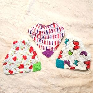 Nuby Reversible 100% Natural Cotton Muslin 3 Piece Teething Bibs
